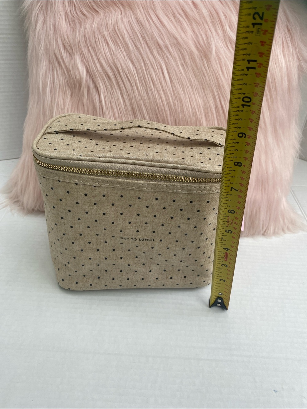 kate spade Beige Polka Dot Lunch Cosmetic Case with Gold Zipper - Picture 15 of 15